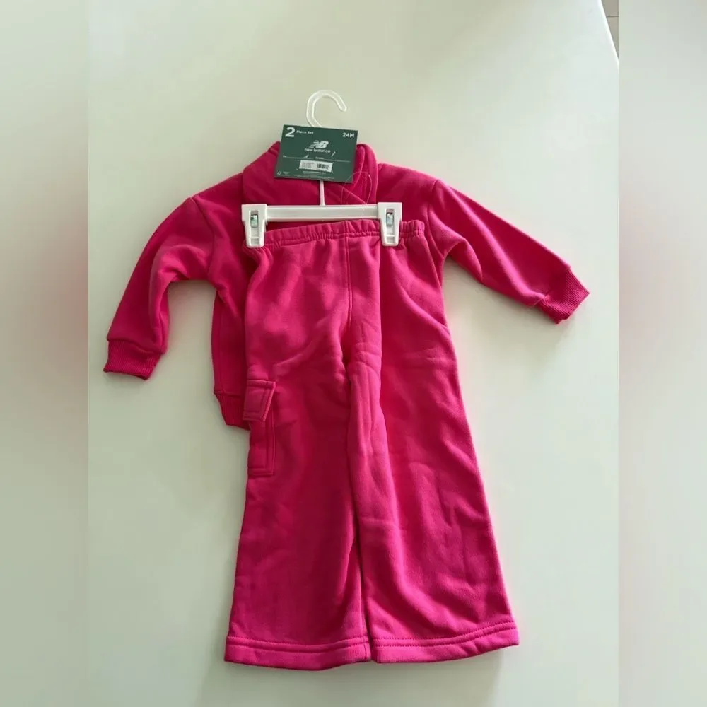 New Balance Baby Girl Vibrant Pink Hoodie & Sweatpants Set, 24M, NWT